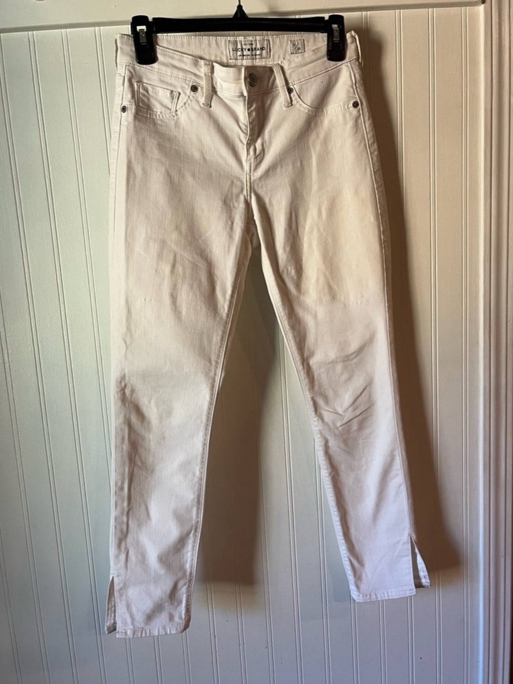 Lucky Brand Ava Skinny Jeans with Split Hem White Waist 25